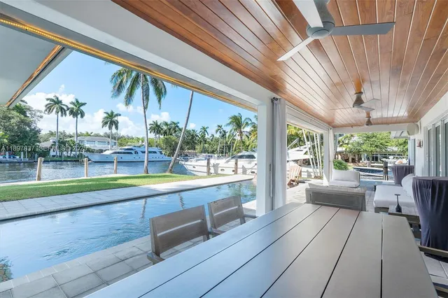 a view of a patio with couches and table in patio