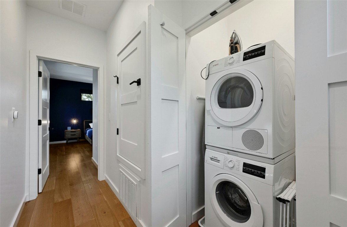 407 South Park Drive, Unit 2 Austin, TX 78704 - Photo 18 of 25 a view of a hallway with washer and dryer