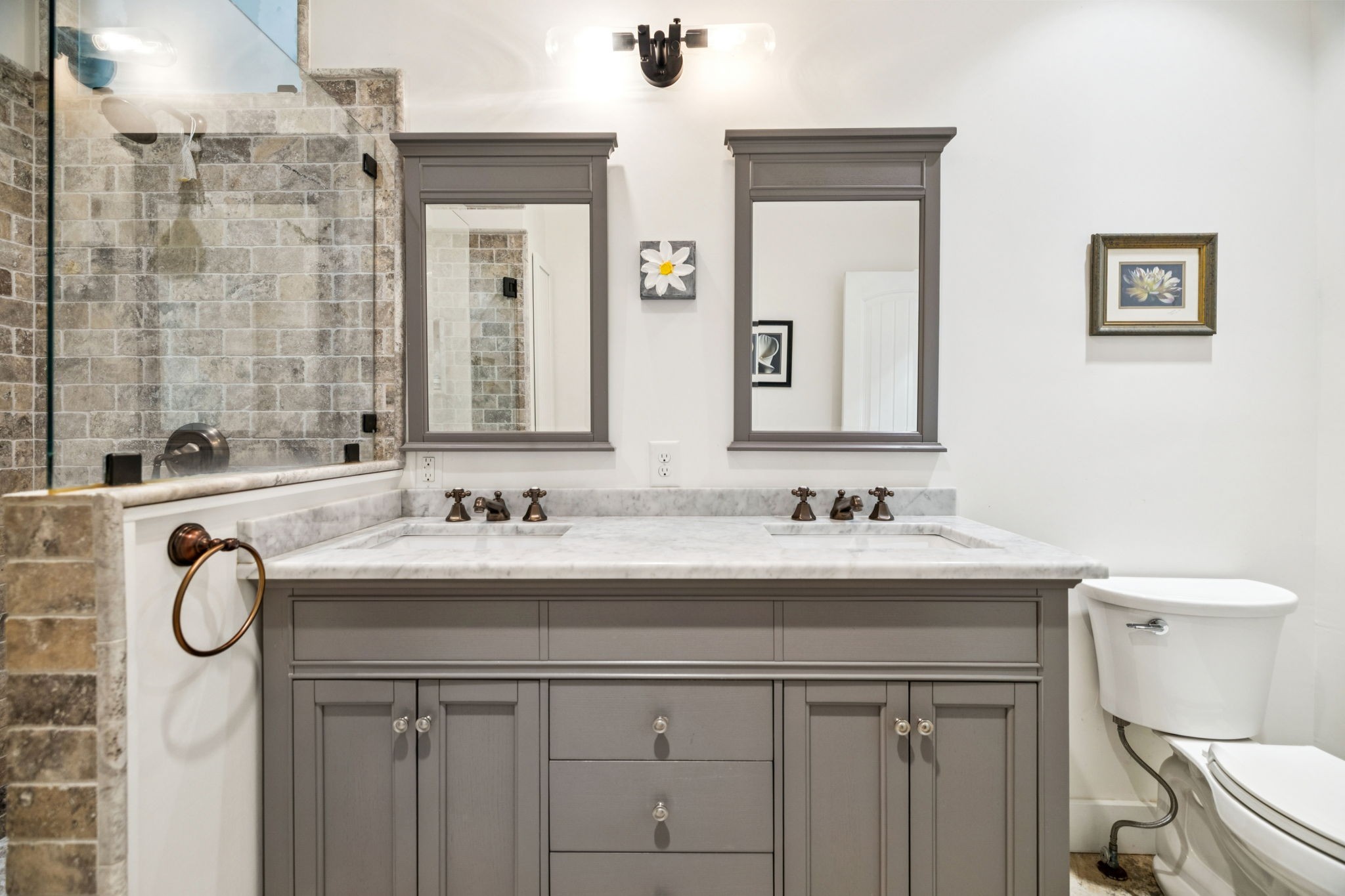 2064 Old Hillsboro Road Franklin, TN 37064 - Photo 37 of 57 a bathroom with double sink and a mirror