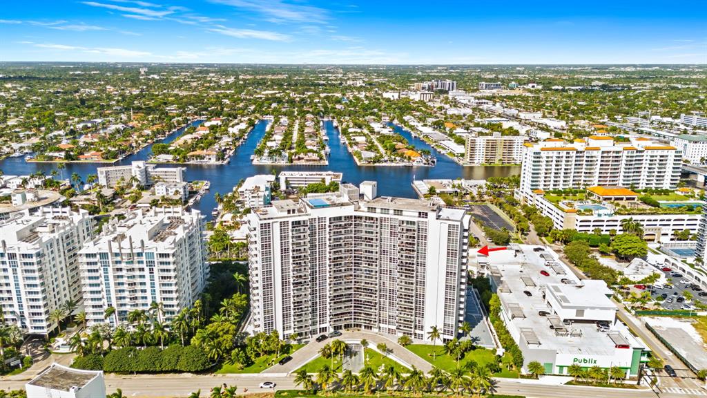 2841 North Ocean Boulevard, Unit 1710 Fort Lauderdale, FL 33308 - Photo 7 of 34 an aerial view of residential building and lake view