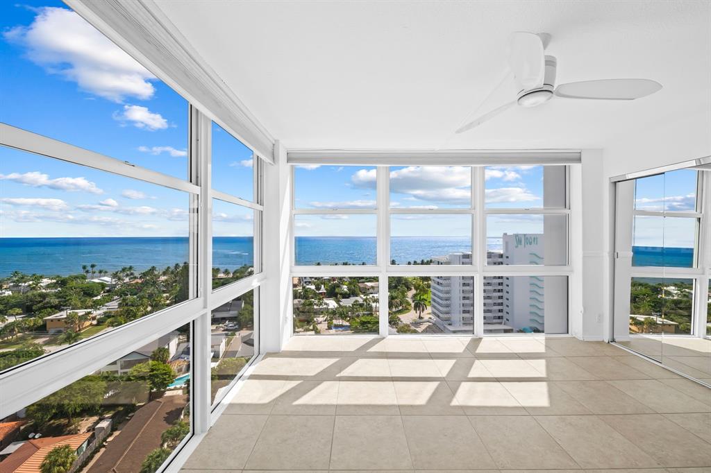 2841 North Ocean Boulevard, Unit 1710 Fort Lauderdale, FL 33308 - Photo 10 of 34 a view of porch with a floor to ceiling window and an outdoor view