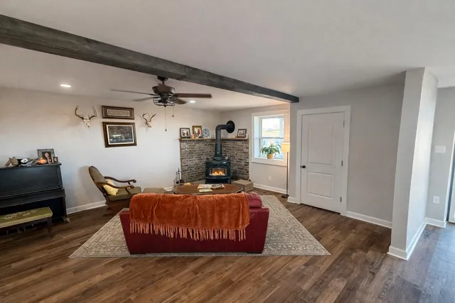 a large kitchen with cabinets