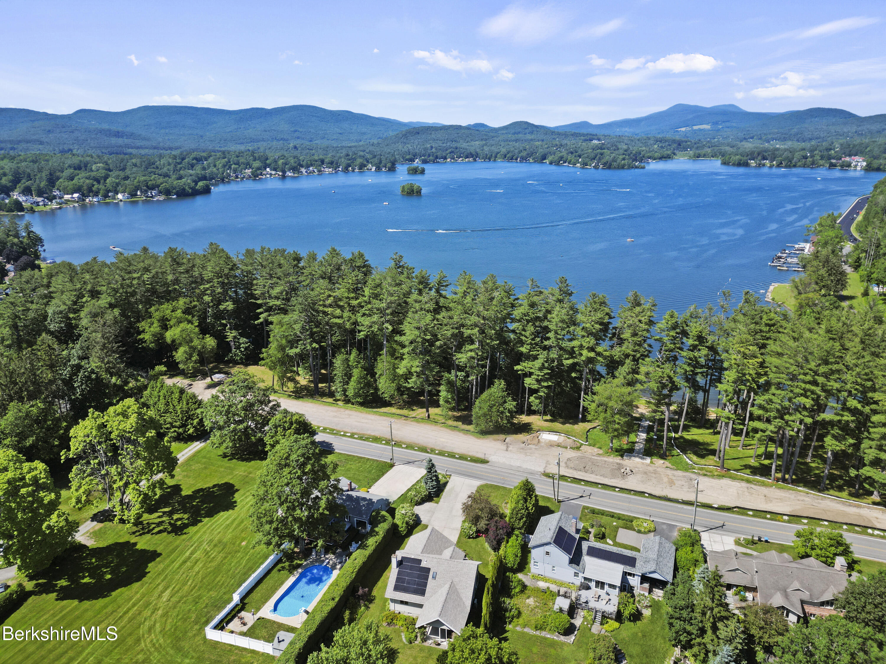 a view of lake with mountain