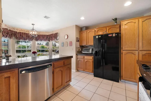 a bedroom with a bed and furniture