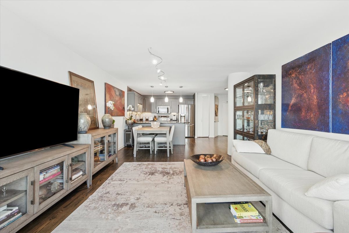 5415 North Sheridan Road, Unit 4805 Chicago, IL 60640 - Photo 7 of 30 a living room with furniture and a flat screen tv