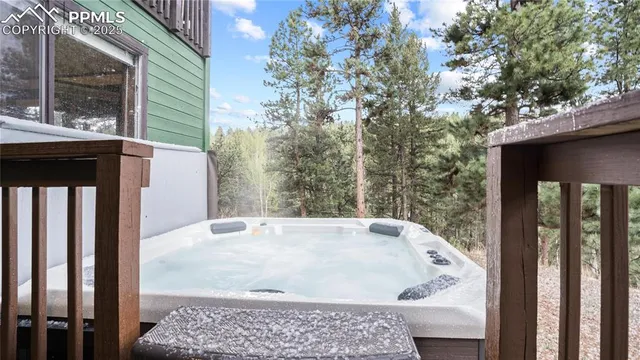a view of a bathtub in the balcony