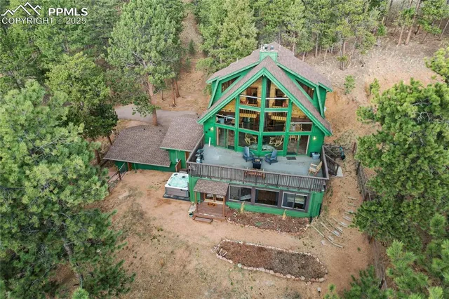 an aerial view of a house