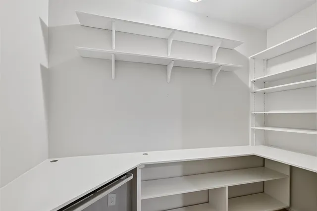 a view of an empty walk in closet