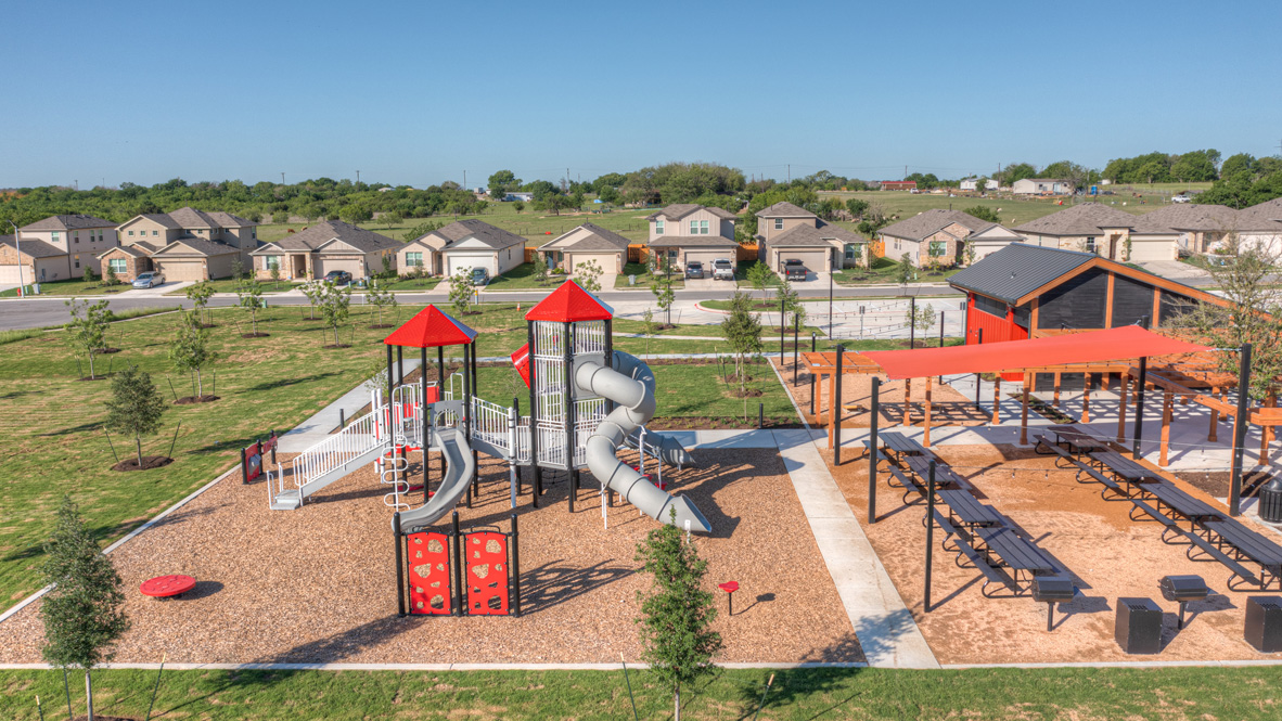 568 Globe Mallow Circle Kyle, TX 78640 - Photo 14 of 21 an aerial view of a house with a yard and lake view