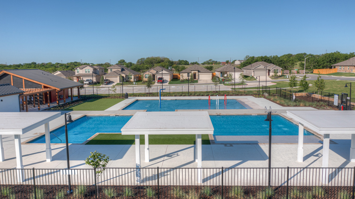 568 Globe Mallow Circle Kyle, TX 78640 - Photo 15 of 21 a view of swimming pool with outdoor seating and city view