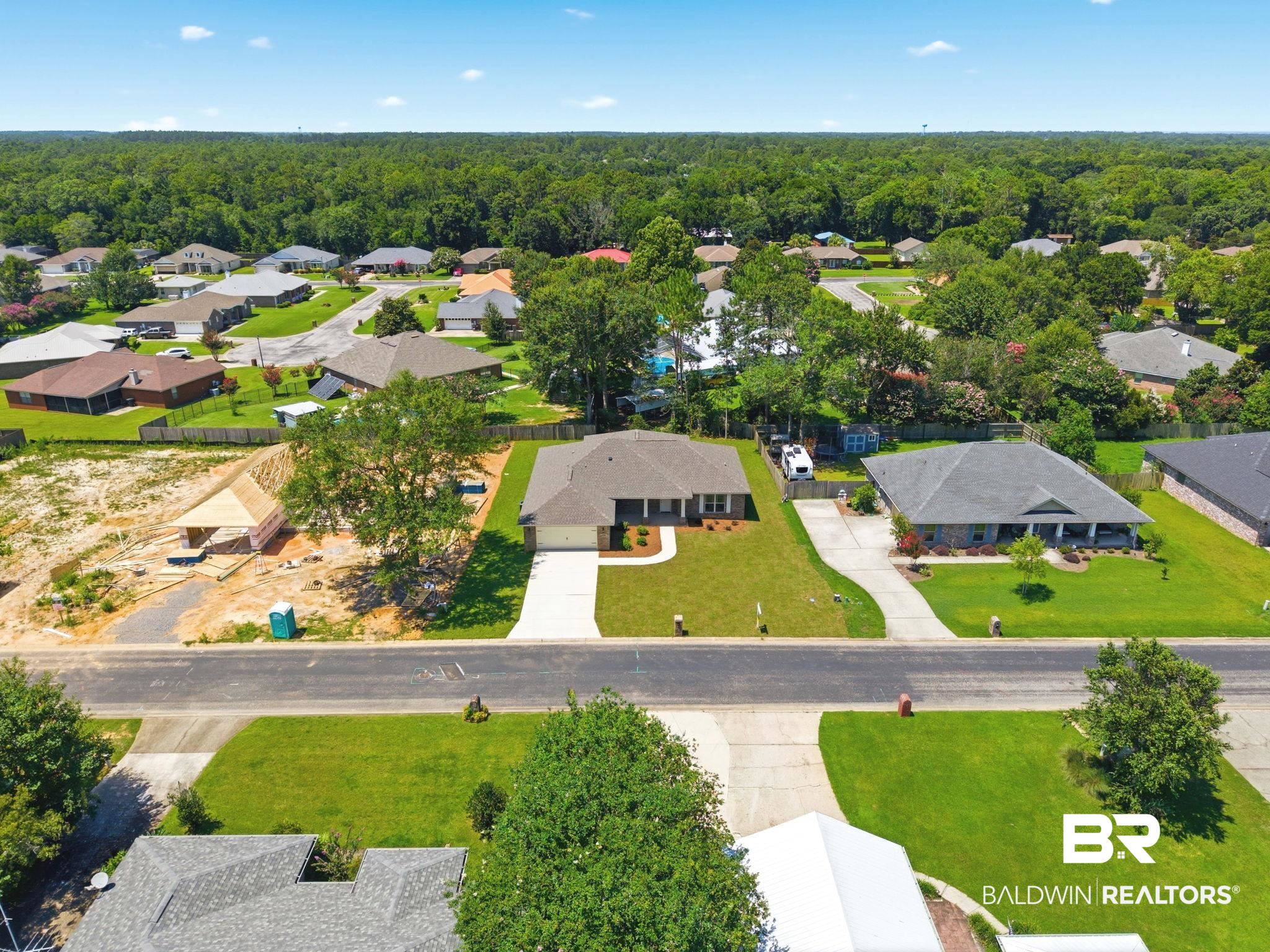 32656 Arbor Ridge Circle Lillian, AL 36549 - Photo 47 of 56 Single-story residence featuring a gray shingle roof, light-colored siding, and a covered front porch with white columns