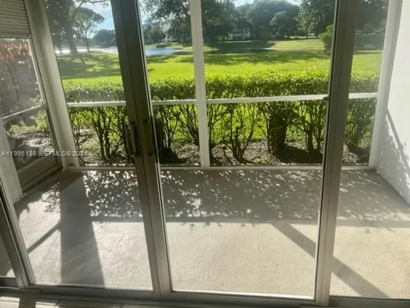 a view of a glass door