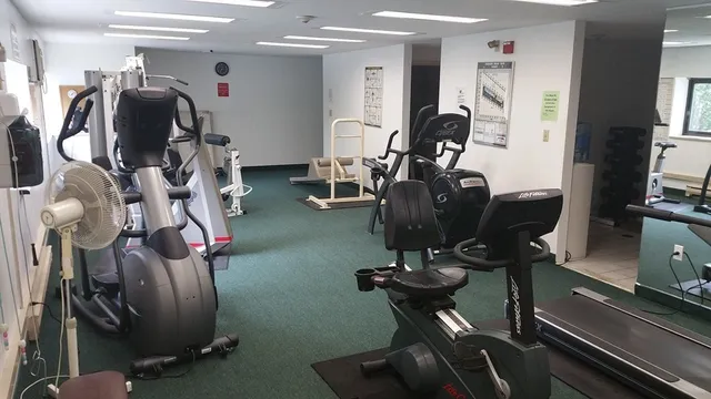 a view of a room with gym equipment