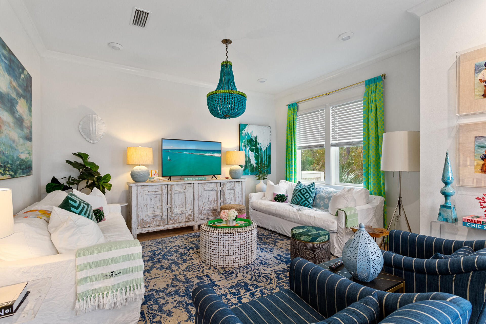 125 West W Pine, Unit B Inlet Beach, FL 32461 - Photo 2 of 14 a living room with furniture and a fireplace