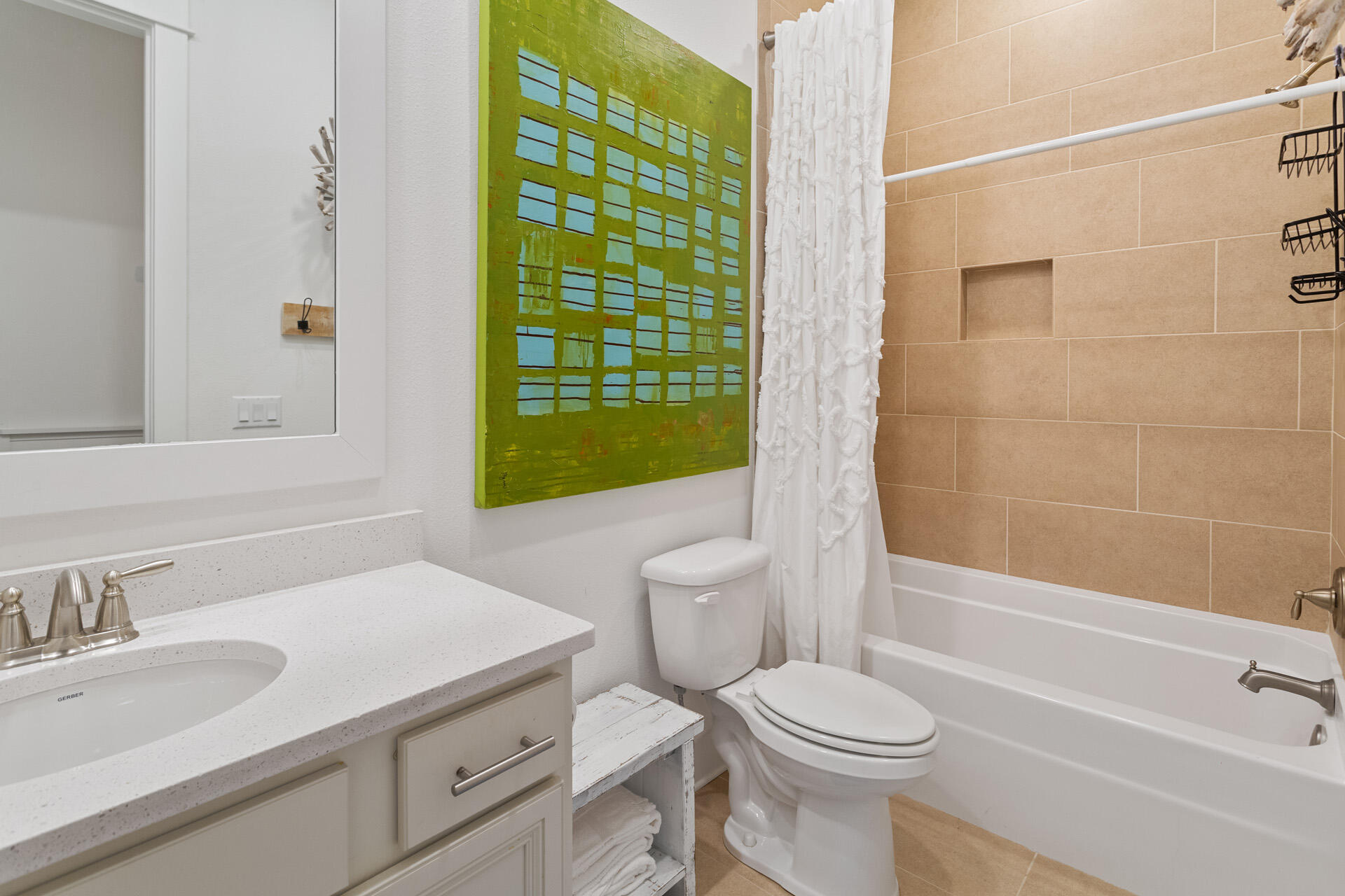 125 West W Pine, Unit B Inlet Beach, FL 32461 - Photo 9 of 14 a bathroom with a sink a toilet and shower