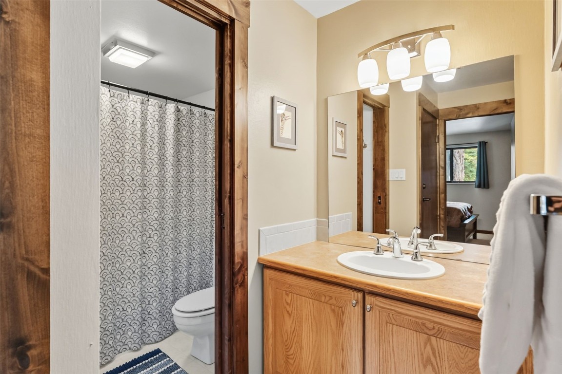 112 La Bonte Street, Unit 202 Dillon, CO 80435 - Photo 16 of 32 a bathroom with a sink vanity mirror and toilet