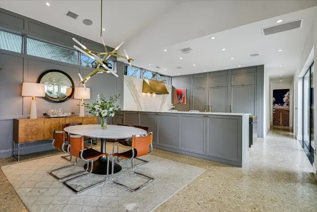 a view of a livingroom with furniture and a fireplace