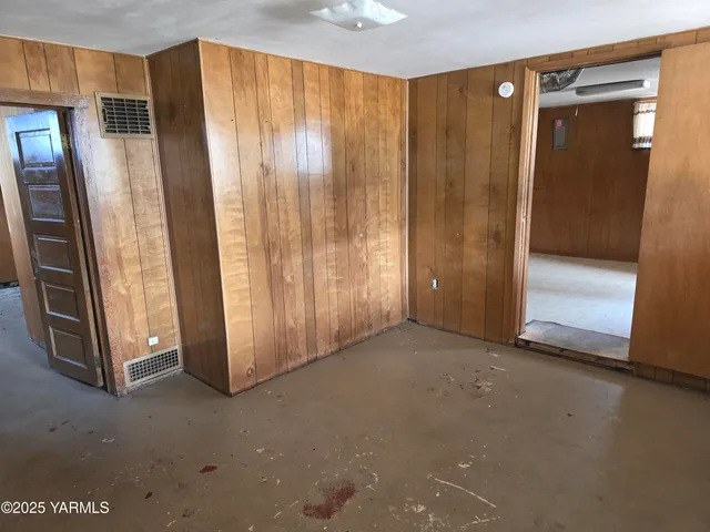 a view of a room with storage space