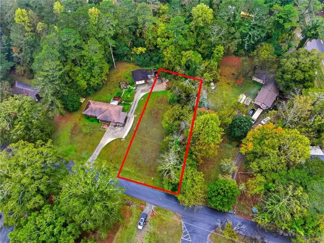 an aerial view of a house