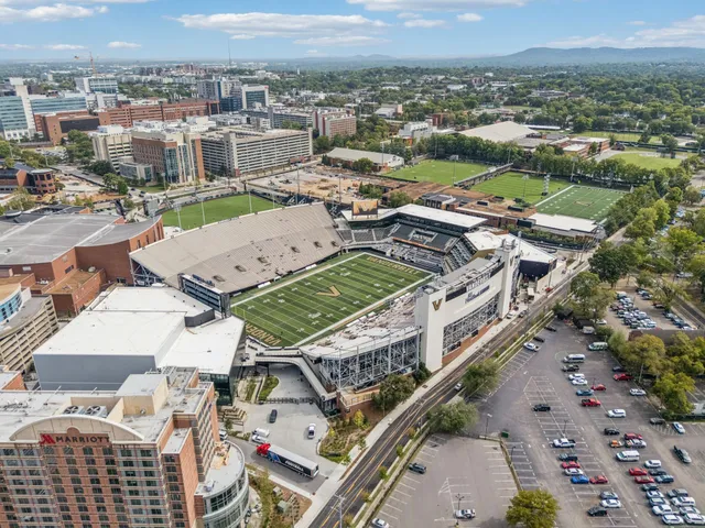 a view of a large building with a large window