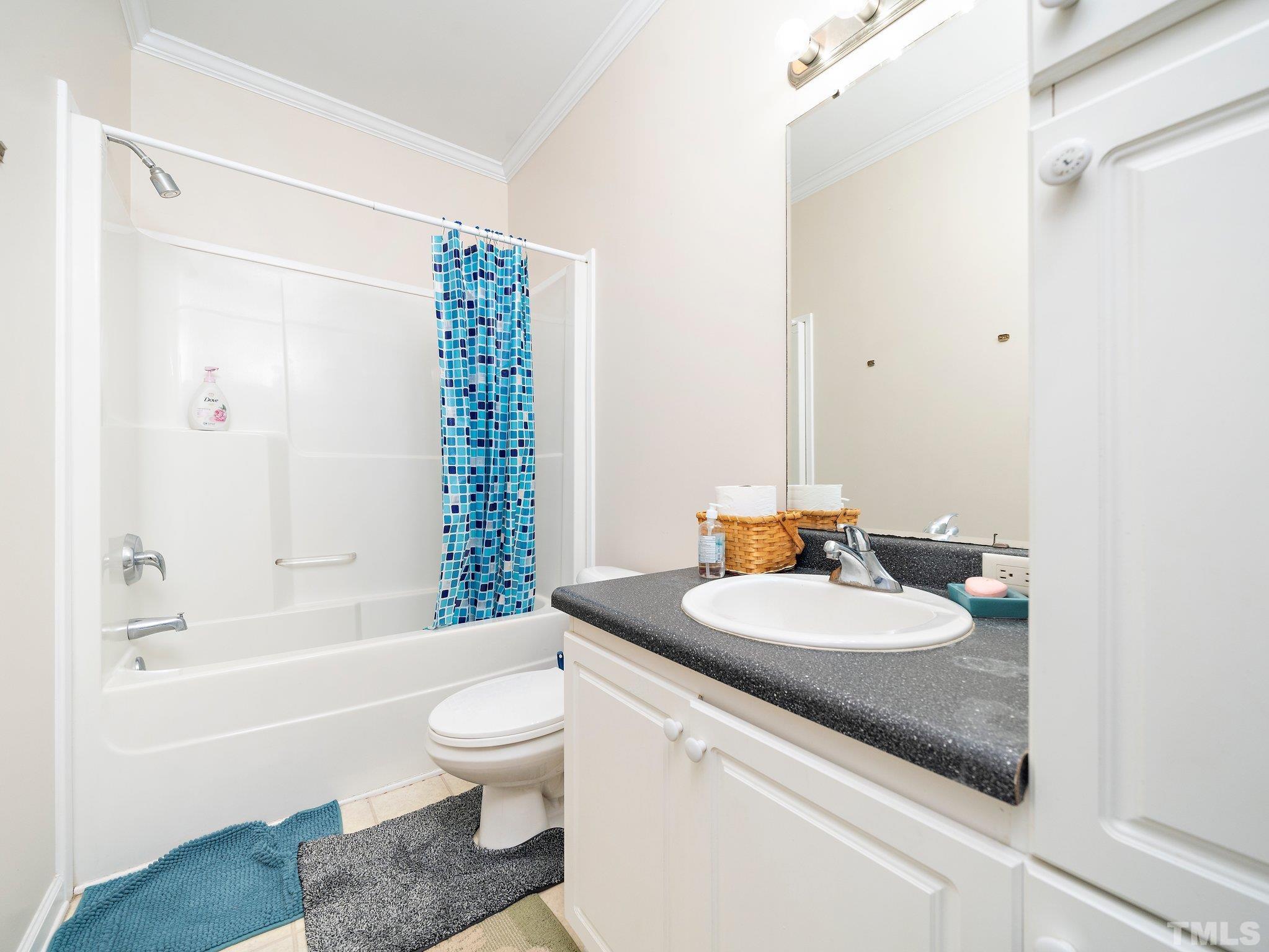 5169 Crabtree Road Nashville, NC 27856 - Photo 14 of 18 a bathroom with a granite countertop sink a toilet and shower