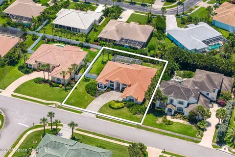 an aerial view of a house