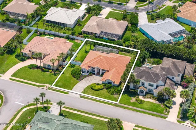 an aerial view of a house