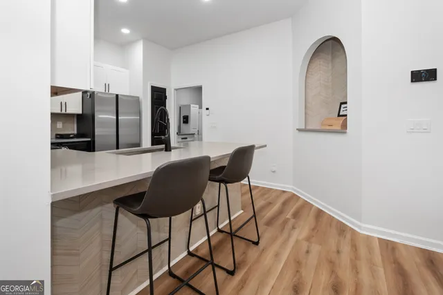 a workspace with furniture and window