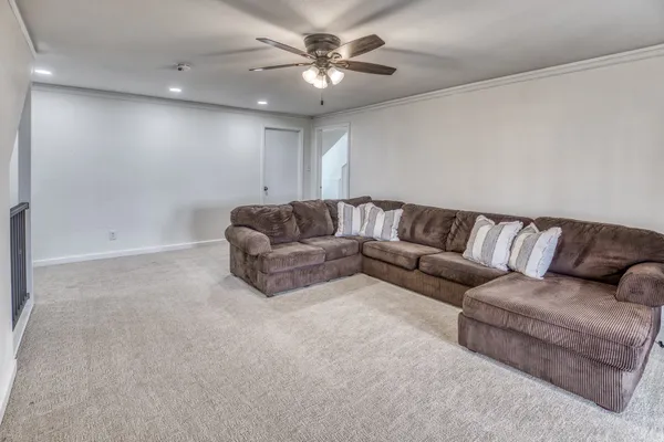 an aerial view of a house with swimming pool