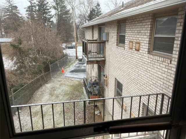 a view of wooden balcony