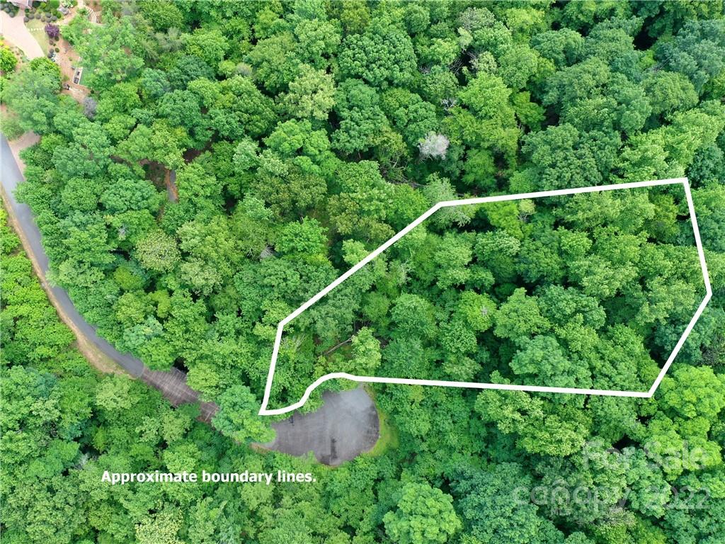 an aerial view of a house with lots of green space and trees