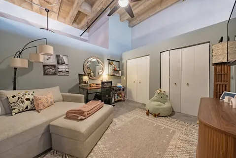 a living room with furniture