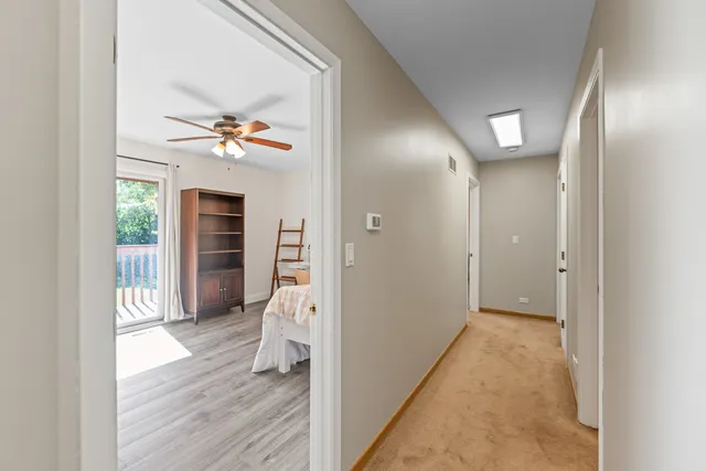 a view of a wooden floor with a park