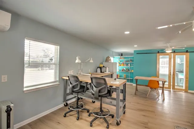 a living room with furniture
