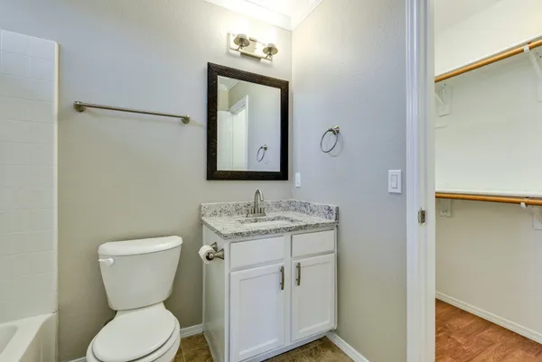 a bathroom with a toilet a sink and mirror