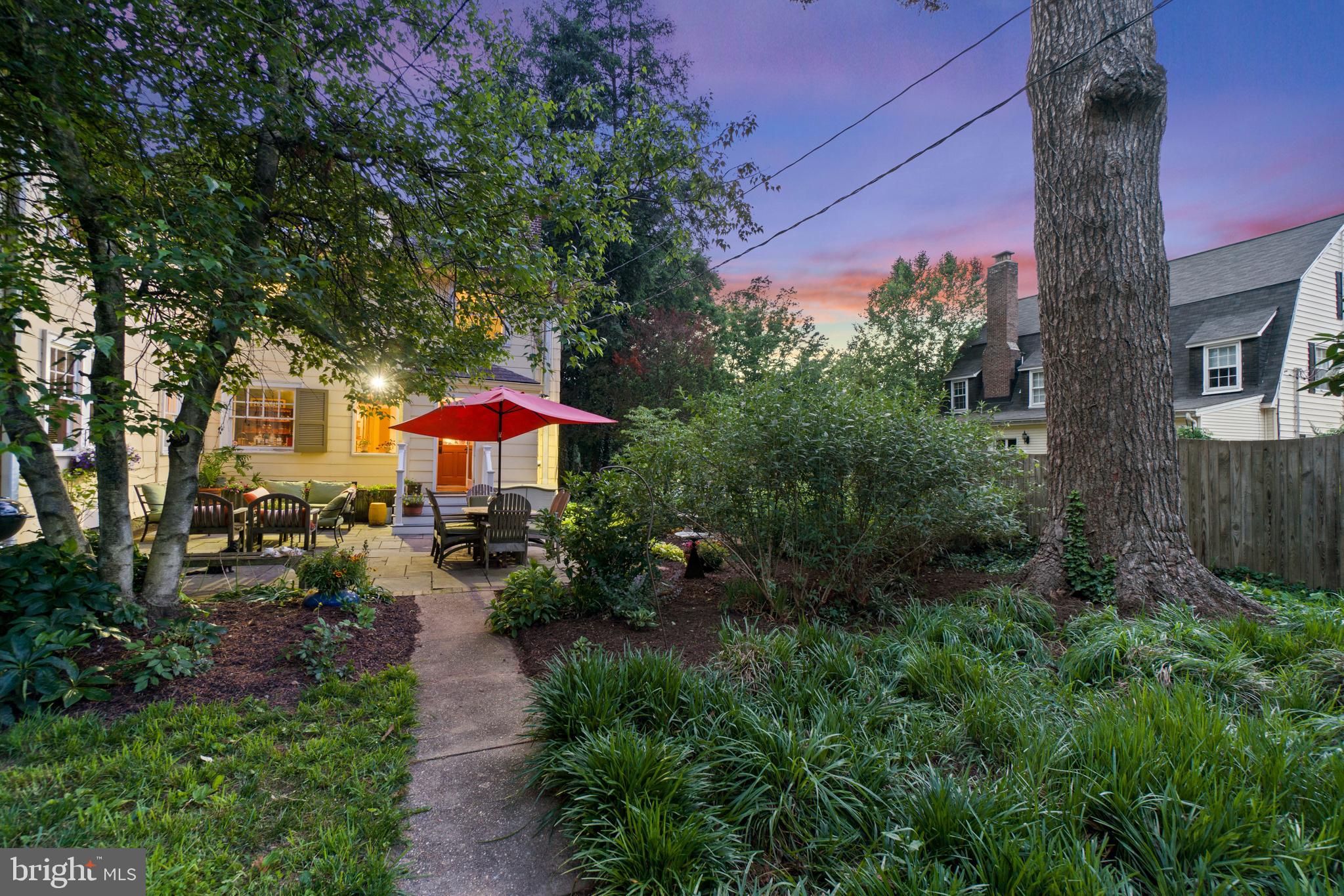 5015 Falls Rd Terrace Baltimore, MD 21210 - Photo 60 of 71 Backyard leading to patio at twilight