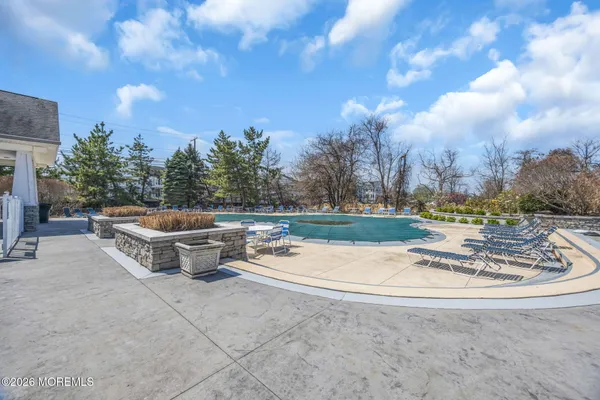 a view of a terrace with outdoor seating