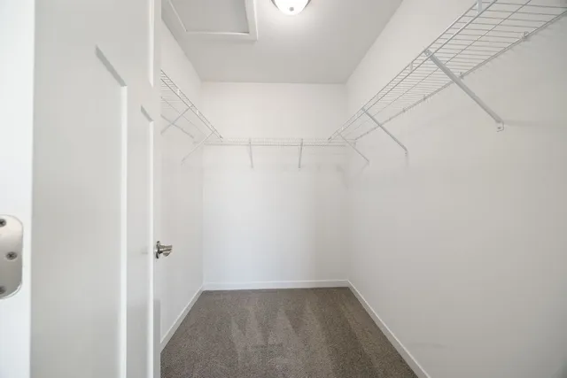 a view of a room with racks on the wall