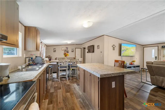 a kitchen with lots of counter top space