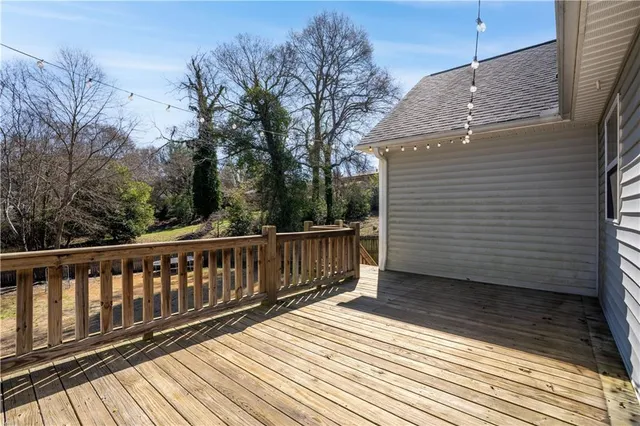 a view of wooden deck