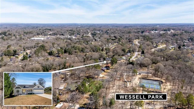 an aerial view of a house