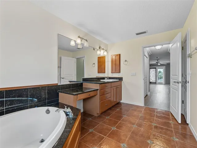 a bathroom with a sink a vanity and mirror