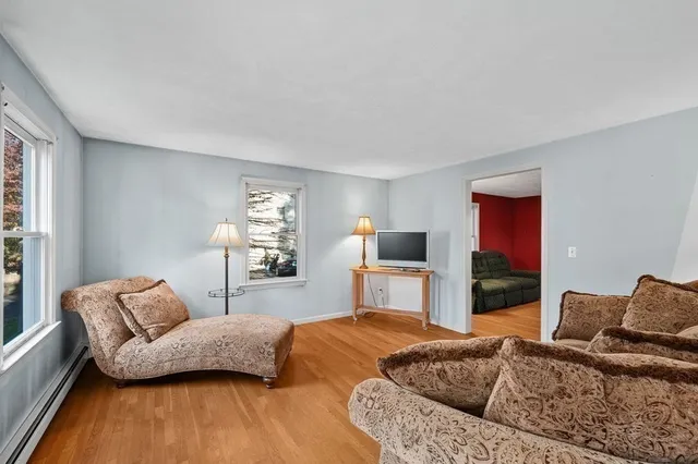 a living room with furniture and a couch