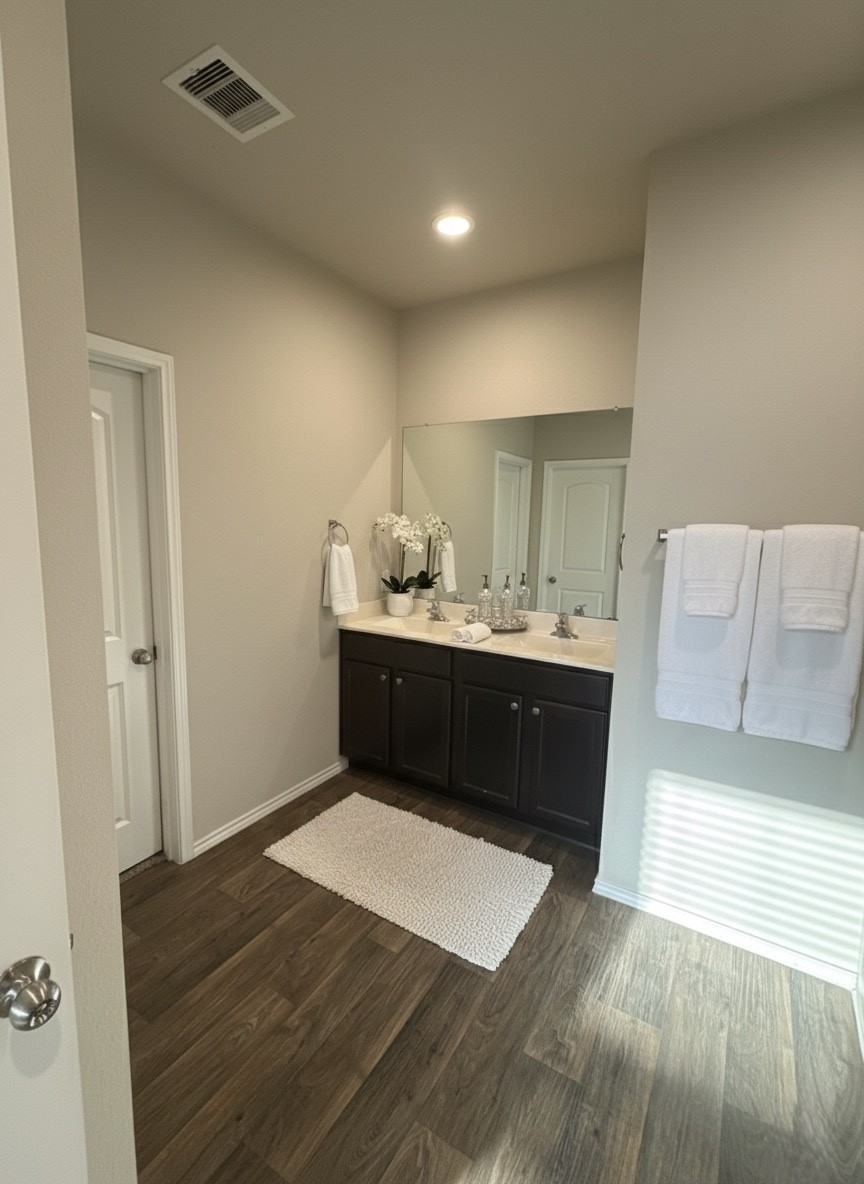 13917 Payette Arbor Court Conroe, TX 77384 - Photo 11 of 13 a en suite bathroom with a sink vanity and a mirror