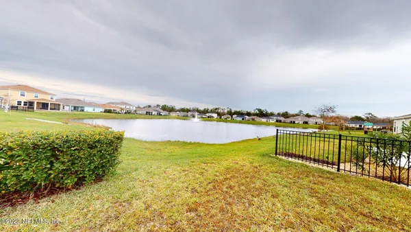 a view of a lake with houses