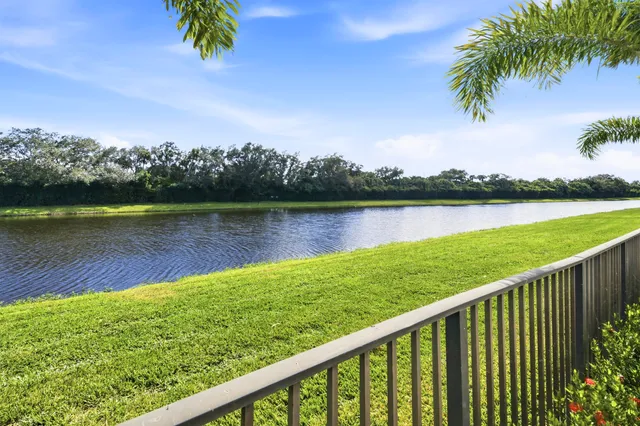 a view of a lake from a garden