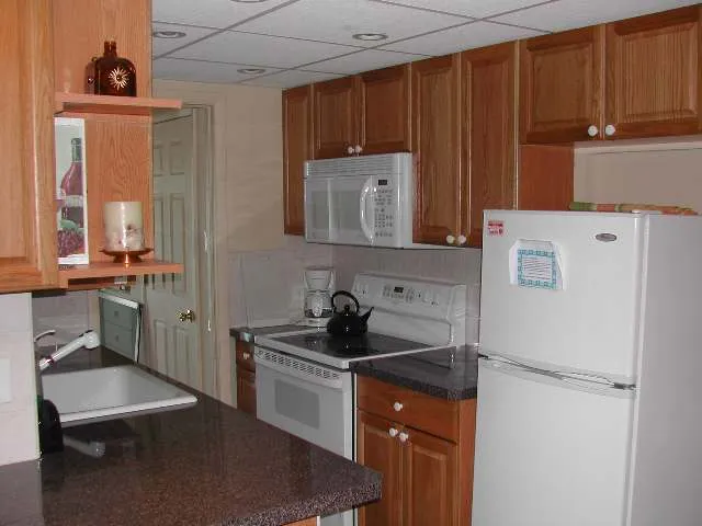 a kitchen with a refrigerator a sink and cabinets