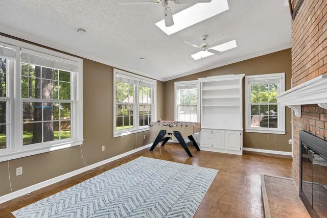 a living room with a large window