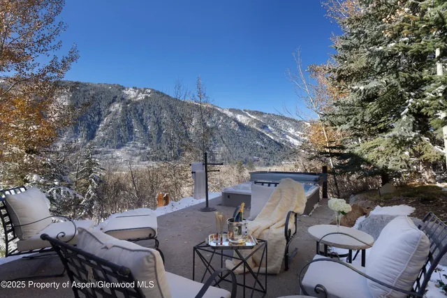 a view of a patio in the backyard