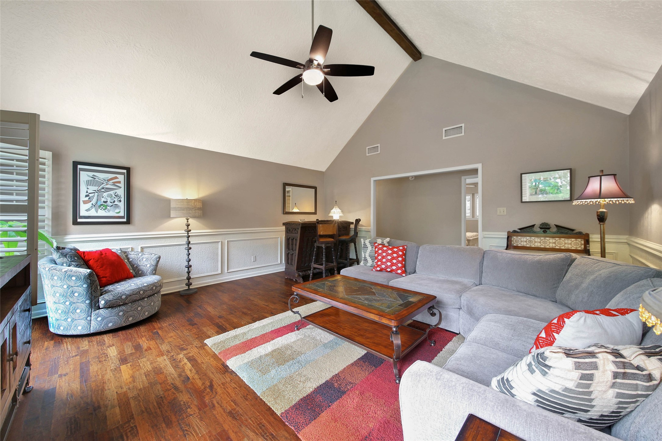 17007 Windrow Drive Spring, TX 77379 - Photo 28 of 46 a living room with furniture and a wooden floor